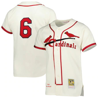 mens mitchell and ness stan musial cream st louis cardinals